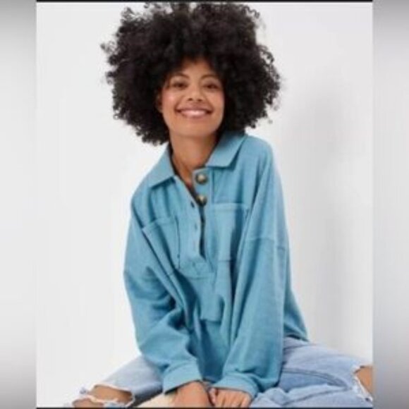 American Eagle Blue Big Hug Sweatshirt Sz XL - Picture 1 of 6